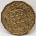 GREAT BRITAIN UK 1956 . THREEPENCE . ERROR . PLANCHET FLAWS